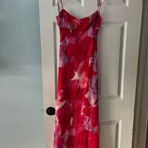 Vibrant Red and Purple Maxi Dress